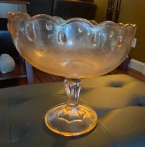 Indiana Glass Co. TEARDROP rosa grande piedi frutta composta - Foto 1 di 3