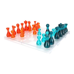 Kunststoff Schachspiel Transparent inkl. 32 Figuren Schach Spiel Schachbrett - Bild 1 von 2