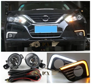 For Nissan Altima 2016-18 Clear Fog Lights + LED DRL Daytime Running Lamp Kit - Picture 1 of 10