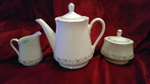 Authentic Mikasa Fine China G9059 Montclair Coffee/Tea Pot, Sugar & Creamer Set - Picture 1 of 7
