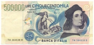 500000 LIRE BANCA D'ITALIA RAFFAELLO LETTERA A 13/05/1997 SPL - Picture 1 of 6