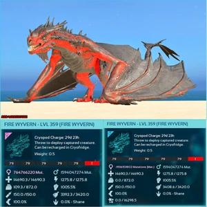 Top Stat Fire Wyvern Paarung Paar - Deadpool 1005% M - Ark Ascended Crossplay PVE - Bild 1 von 3