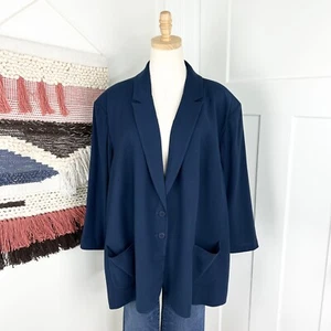 Universal Standard Meg Double Luxe Short Blazer Jacket Navy Size 26-28 NWT - Picture 1 of 13