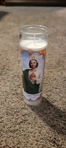 Hermosa vela de oración de vidrio con oración de 8 pulgadas ST. JUDE - Imagen 1 de 4