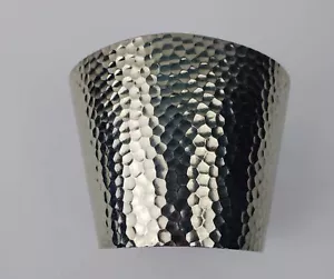 Vtg Silver Tone Cuff Bracelet Wide Hammered Unsigned Tapered Disco 2 1/4" wide - Picture 1 of 6