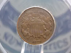 1870 zwei 2 Cent Stück **OBSOLETE** 2c ANACS F15 #044 Fine ECC&C, Inc. - Bild 1 von 5