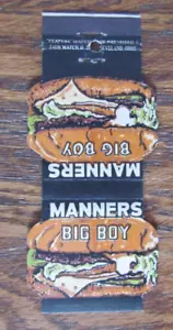 CONTOUR MATCHBOOK MATCHCOVER: MANNERS BIG BOY RESTAURANT (OHIO) -B6 - Picture 1 of 3