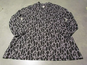 Chicos shirt Womens Large 2 Shirt V Neck Leopard gray black tunic pima cotton - Picture 1 of 5