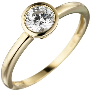 JOBO Damen Ring 333 Gold Gelbgold 1 Zirkonia Goldring RW: 52 - Bild 1 von 1