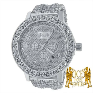 18k White Gold Genuine Diamonds Khronos Watch Solitaire Bezel Custom Metal Band - Picture 1 of 4