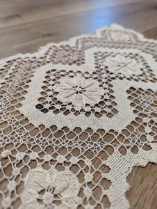 Vintage Needlework Doily/Table Topper Decor Cream/Ecru Handmade - Picture 1 of 5