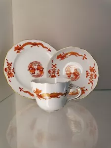 MEISSEN Kaffeegedeck 3 tlg. REICHER HOFDRACHE ROT KORALLE 1. Wahl Drache - Bild 1 von 20