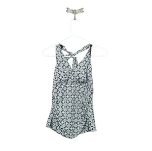 LL Bean Women's Mix and Match Swim Collection Halter Tankini Top Black Print 4 - Picture 1 of 10