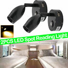 2X Led Spot Reading Light Touch Switch Camper Caravan Boat Motorhome Flexible12v