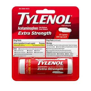 Tylenol Extra Strength Caplets with Acetaminophen, Travel Size, 10 Ct, EXP 01/27 - Picture 1 of 5