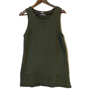 Artisan NY grüner Pullover Tank Damen Gr. L Fransensaum Boho Lagenlook - Bild 1 von 9
