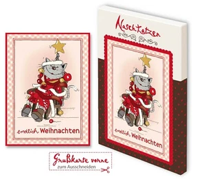 Weihnachtskarte endlich Weihnachten mit 70gr Vollmilchschokolade Kunstgrußkarte - Bild 1 von 3