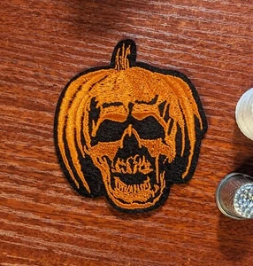 Halloween Movie Patch 2.5x2.5" Michael Myers Jack o Lantern Embroidered Iron On - Picture 1 of 3