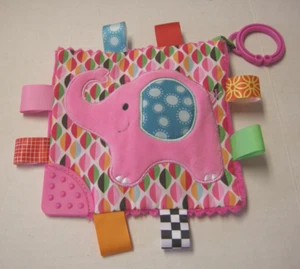 LinZy Crinkle Toy, 8.5" x 8.5", Elephant Theme, Pink, Brand New - Picture 1 of 2