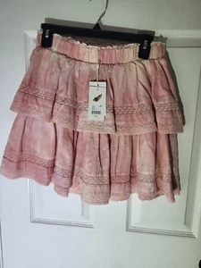 Chelsea And Violet Coordinating Hise Rise Lace Linen Tie Dye Ruffle Skirt Mini - Picture 1 of 5