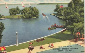 Postal Green Lake Wisconsin Conjunto Bautista del Norte Lino Curteich 1948 LP77 - Imagen 1 de 2