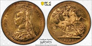 1888M Sovereign Jubilee Head McD177 S-3867A L1 Type in PCGS AU58 - Bild 1 von 3