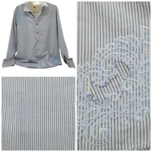 Transcript Embroidered Decorative Button Down Collar Shirt Mens Sz XL - Picture 1 of 10