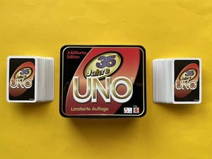 JUEGO DE CARTAS UNO Mattel 35 años EDICIÓN LIMITADA metal rojo embalaje original DeLuxe BOX 4 1 8 - Imagen 1 de 6