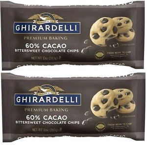 GHIRARDELLI 60% Cacao Bittersweet Chocolate Premium Baking Chips, 10 OZ (2 Bag) - Picture 1 of 9