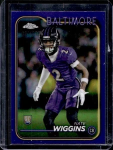 2024 Topps Chrome Nate Wiggins RC Purple Refractor Rookie #/275 Ravens - Imagen 1 de 2