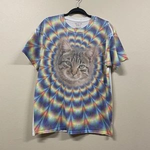 T-shirt donna Gildan multicolore gatto arcobaleno manica corta girocollo taglia large - Foto 1 di 7