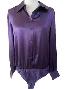 Neu ohne Etikett Vintage Spiegel 100 % Seide Body Bluse Langarm 12/M/L - Bild 1 von 13