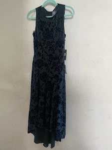 Neu mit Etikett Vince Camuto Samtkleid Blumenmuster grün und marineblau Größe 6 - Bild 1 von 7