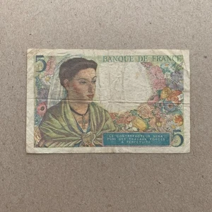 Banque de France 5 Francs Banknote 1943 Weltgeld Europa Katalonien Währung - Bild 1 von 3