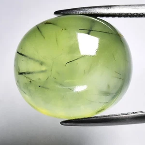 ๐ 21.61ct Oval Cabochon Natural Green Prehnite with Black Needles - Africa Gem - Picture 1 of 4