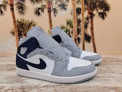Tênis Nike Air Jordan 1 Mid Wolf cinza meia-noite azul marinho DQ8426-104 masculino tamanho 11 NOVO - Imagem 1 de 4