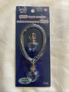Fillable Mini Glass Heart & Star Pendant/Charm On A 22” Ball Chain Necklace New! - Picture 1 of 7