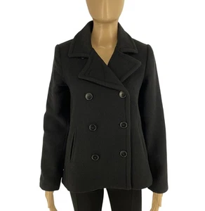 GANT Women Black Wool Blend Pea Coat Jacket Size XS - Picture 1 of 10