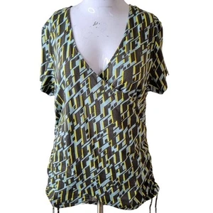 NEW INC international concepts size L womens blouse v-neck ruched drawstring - Picture 1 of 9