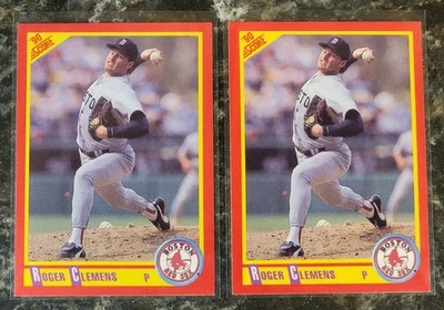 Roger Clemens - 1990 Puntuación #310 - ¡Lote de 2 cartas con anillo rojo idéntico error! Foto 1 de 4