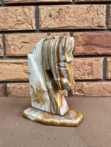 Onyx Marble Horse Head Bookend Bookshelf Animal Decor Heavy Novel Reading Pony - Foto 1 di 11