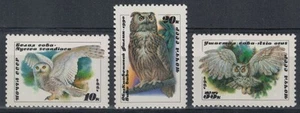 RUSSIA 1990 Fauna, rapaci notturni 3v MNH** - Foto 1 di 1