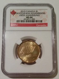 Canada 2010 Dollar Saskatchewan Roughriders 100th Anniversary MS64 NGC - Picture 1 of 2