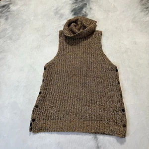 FREE PEOPLE Sweater Womens Sz M Cowl Brown Valentina Marled Vest Tunic Knit - Picture 1 of 8