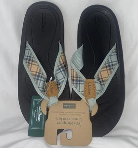 Infradito da uomo taglia 8M, LL Bean Maine isle, a quadri verde polvere - Foto 1 di 4
