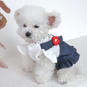 Dog Dress with Puppy- Princess Dress with Flower Home Outdoor Wearing - Picture 1 of 13