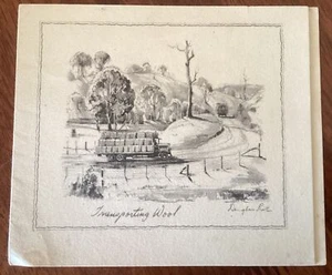 Vintage Douglas Pratt Greeting Card Australiana Transporting Wool - Picture 1 of 4