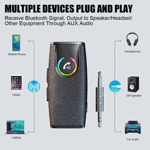 Bluetooth Audio Music Receiver Transmitter Wireless 3.5mm AUX Home Car Adapter - Picture 1 of 12