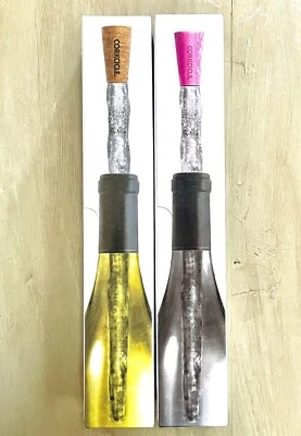 Enfriador de botellas de vino congelable reutilizable color CORKCLE tapones de corcho rosa Foto 1 de 4