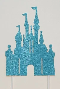 Blue Disney Princess Cinderella Castle Cake topper Cupcake toppers fairytale - Picture 1 of 3